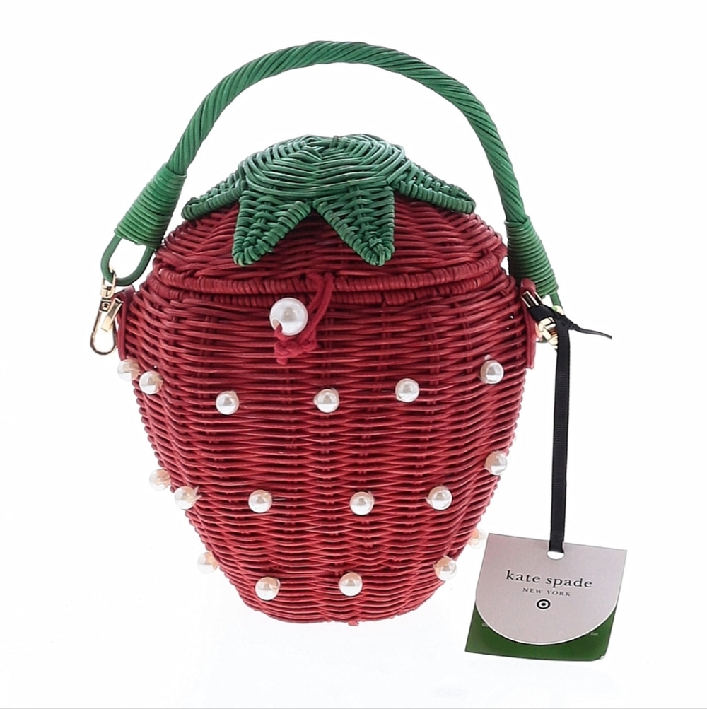 Kate Spade Strawberry Wicker Mini Bag in Red and Green